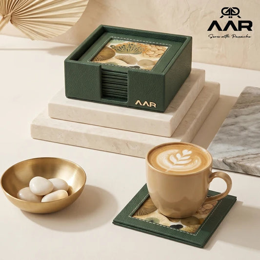 AAR Leatherite Square Coaster Set of 6 - Printed