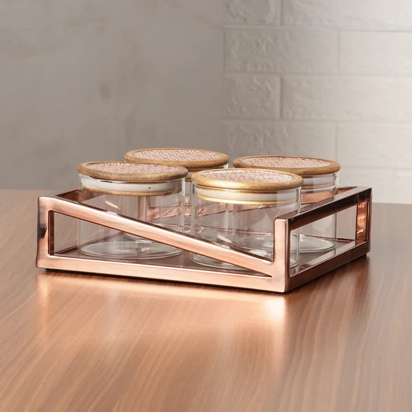 AAR Metalica Square Dry Fruit Set - 4 Jar