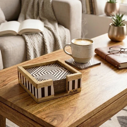 AAR Wooden Square Coaster Set of 6