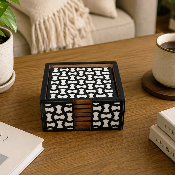 AAR Inlay Resin Square Coaster Set of 6