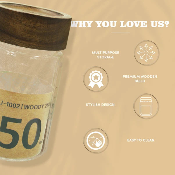 AAR Woody 250ml Glass Storage Jar