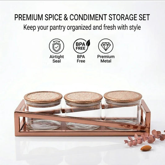 AAR Metalica Rectangle Dry Fruit Set - 3 Jar