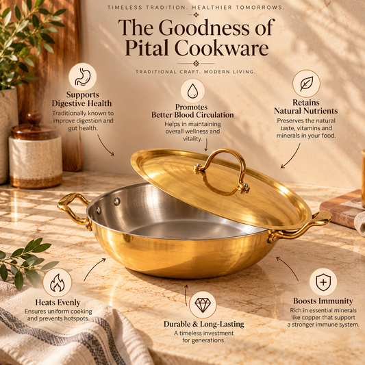 Brass (Pital) Kadhai with Lid
