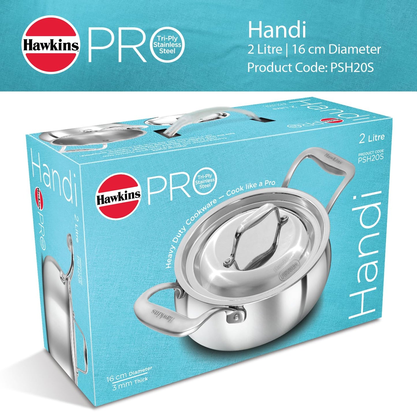 Hawkins Pro Tri-Ply Stainless Steel Handi