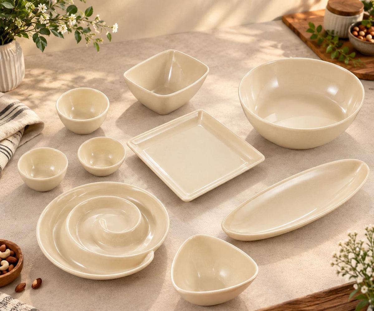 Addox Porcelain Serveware Platter Set of 8