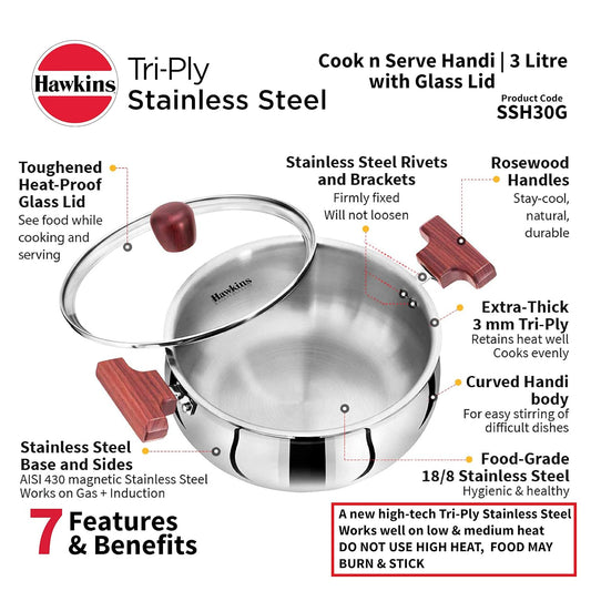 Hawkins Tri-Ply Stainless Steel Handi