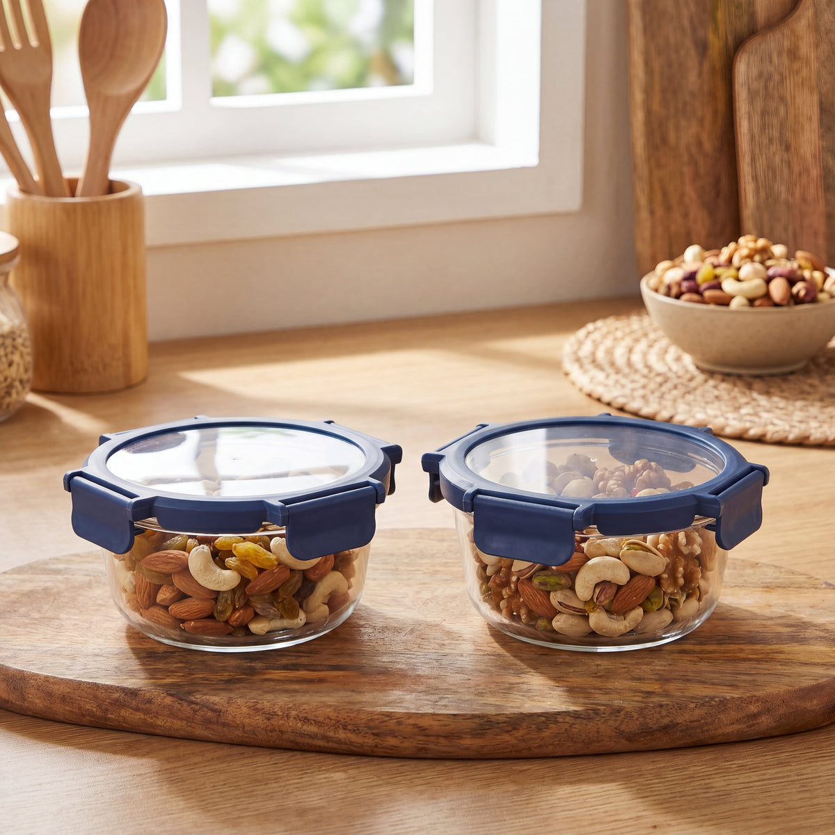 Fresha Round Glass Container Set of 2