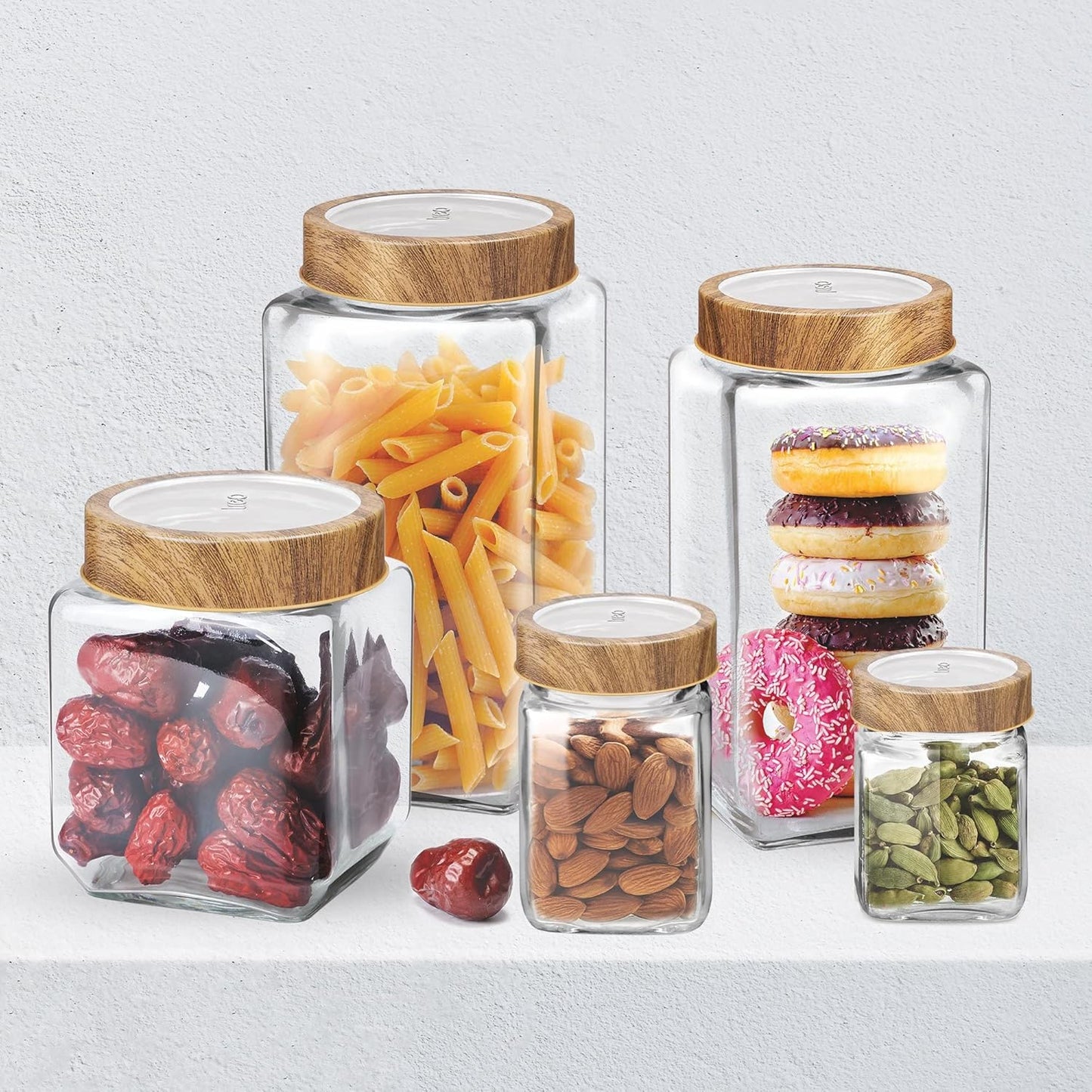 Milton Woody Cube Glass Storage Jar