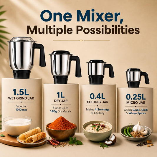 Milton Ascent Mixer Grinder 800 W - 4 Jars