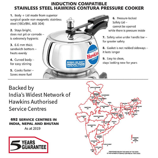 Hawkins Contura Stainless Steel Pressure Cooker