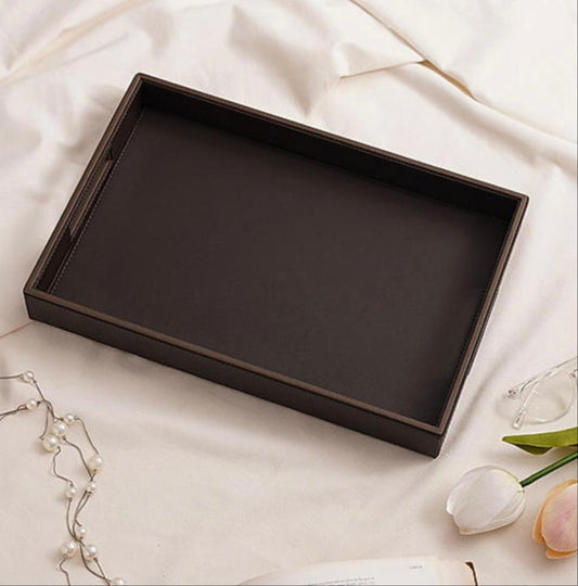 AAR Leatherite Rectangle Serving Tray Set of 2