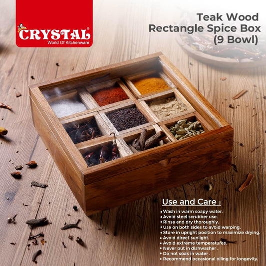 Crystal T/W Rectangle Spice Box 9 Bowls