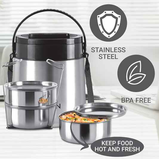 Milton Steel Classic-3 Thermoware Tiffin, 3 x 320 ml