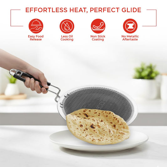 Vinod Platinum Triply SAS Pro Roti Tawa, honeycomb non-stick