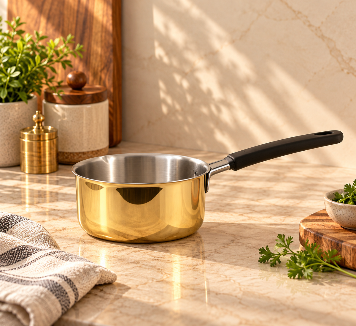 Brass (Pital) Saucepan with Wire Handle