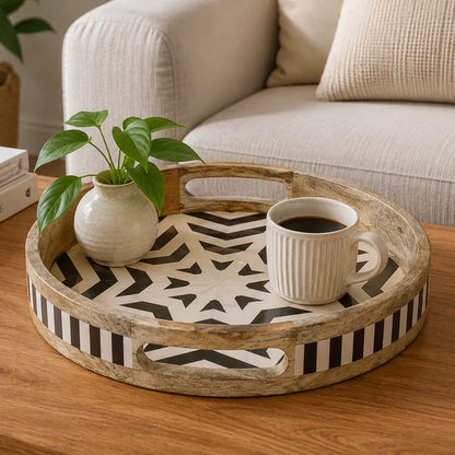 AAR Wooden Round Serving Tray