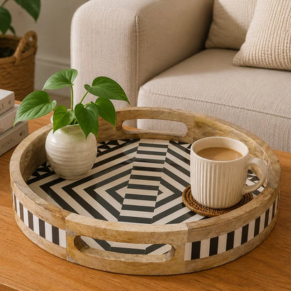 AAR Wooden Round Serving Tray