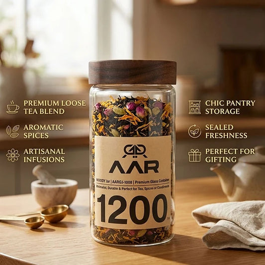 AAR Woody 1200ml Glass Storage Jar