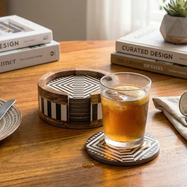 AAR Wooden Round Coaster Set of 6