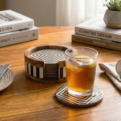 AAR Wooden Round Coaster Set of 6