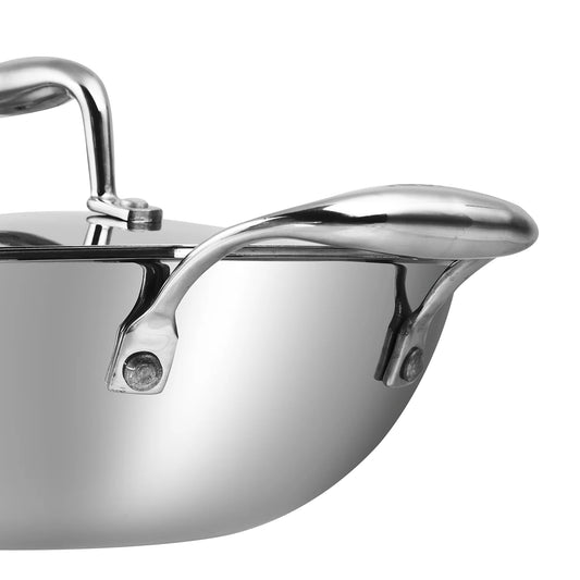 PLATINUM SAS PRO EXTRA DEEP KADAI [WITH SS LID]  (Thick Tri-Ply Cookware with Honeycomb Stick-free Coating, Induction-Friendly)