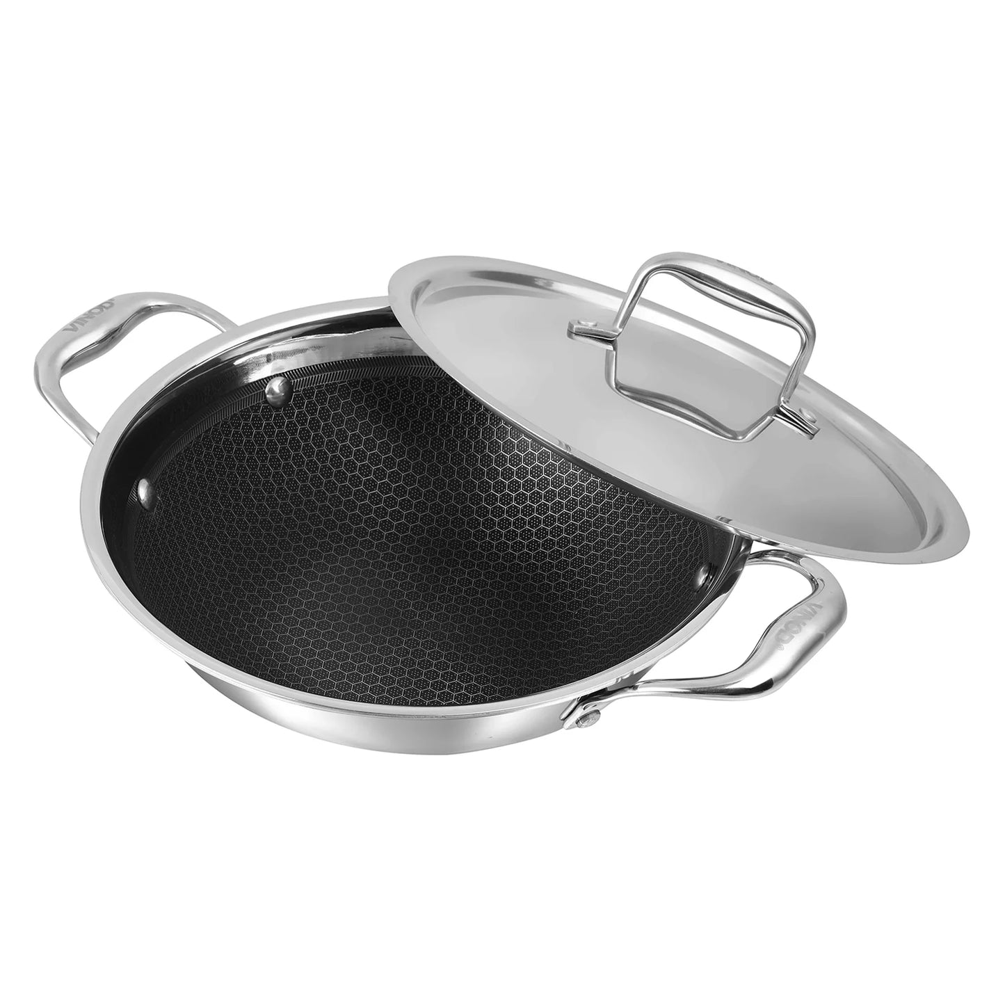 PLATINUM SAS PRO EXTRA DEEP KADAI [WITH SS LID]  (Thick Tri-Ply Cookware with Honeycomb Stick-free Coating, Induction-Friendly)