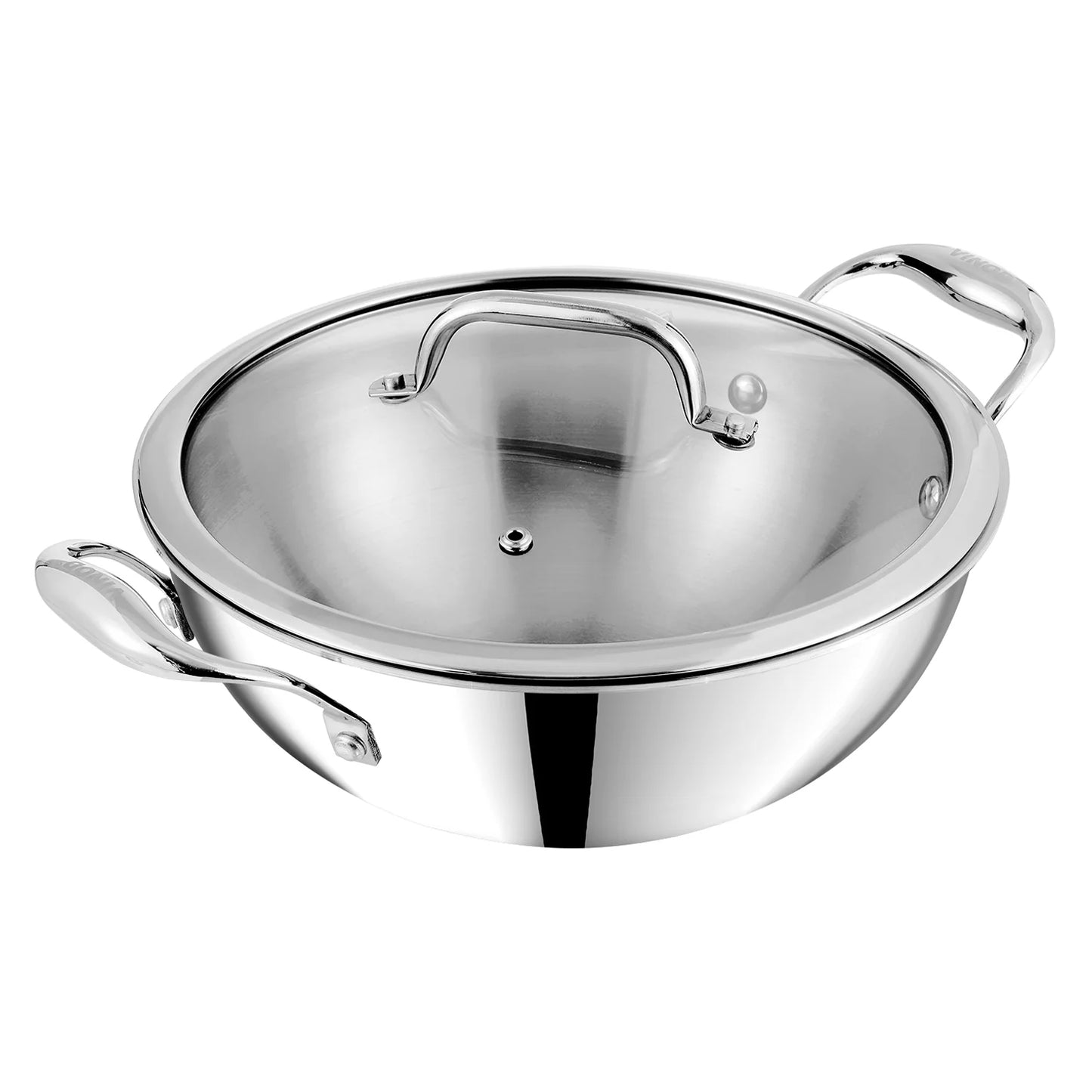 PLATINUM EXTRA DEEP KADAI [WITH GLASS LID]  (Induction-Friendly)