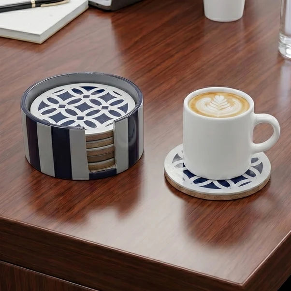 AAR Inlay Resin Round Coaster Set of 6