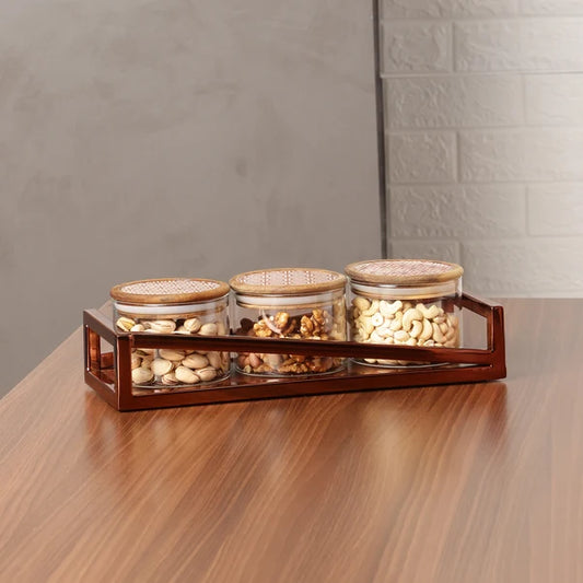 AAR Metalica Rectangle Dry Fruit Set - 3 Jar
