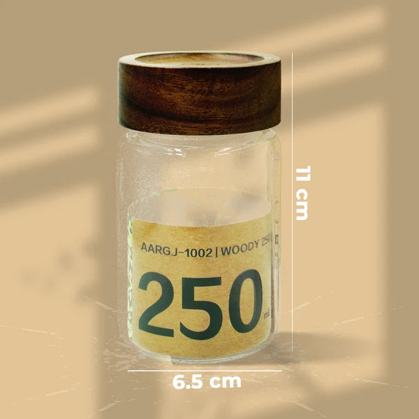 AAR Woody 250ml Glass Storage Jar
