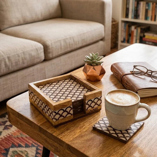 AAR Wooden Square Coaster Set of 6