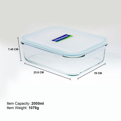 Glasslock Rectangle Glass Storage Container — Airtight, 715ml to 2L