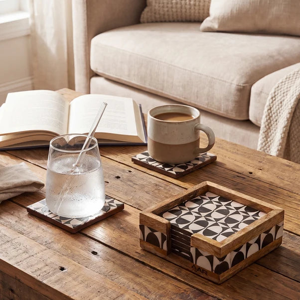 AAR Wooden Square Coaster Set of 6