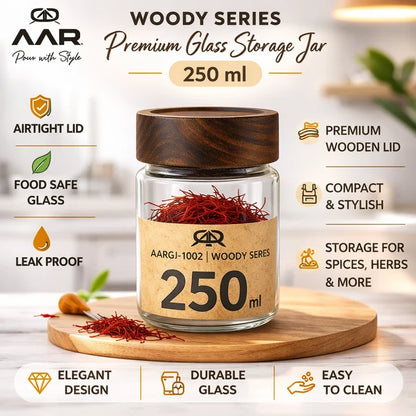 AAR Woody 250ml Glass Storage Jar