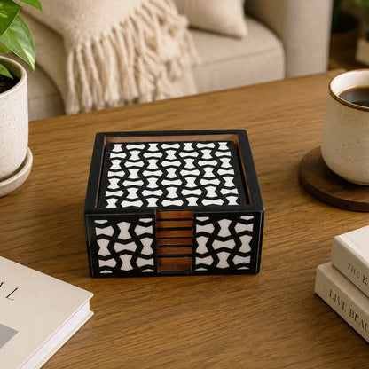 AAR Inlay Resin Square Coaster Set of 6