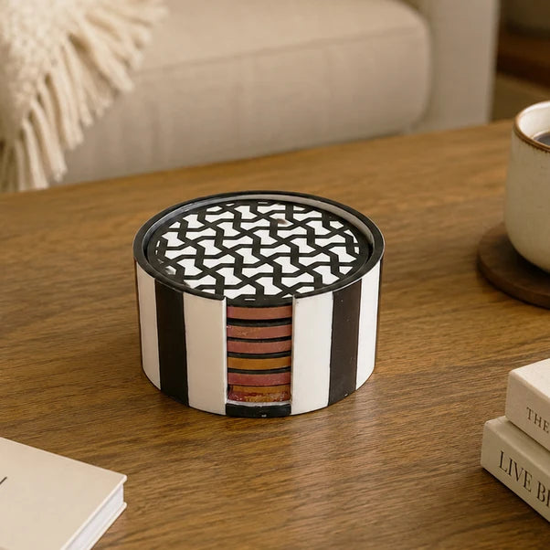 AAR Inlay Resin Round Coaster Set of 6