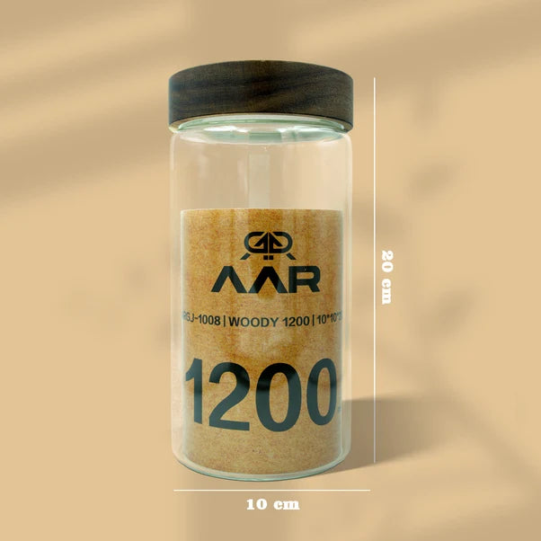 AAR Woody 1200ml Glass Storage Jar