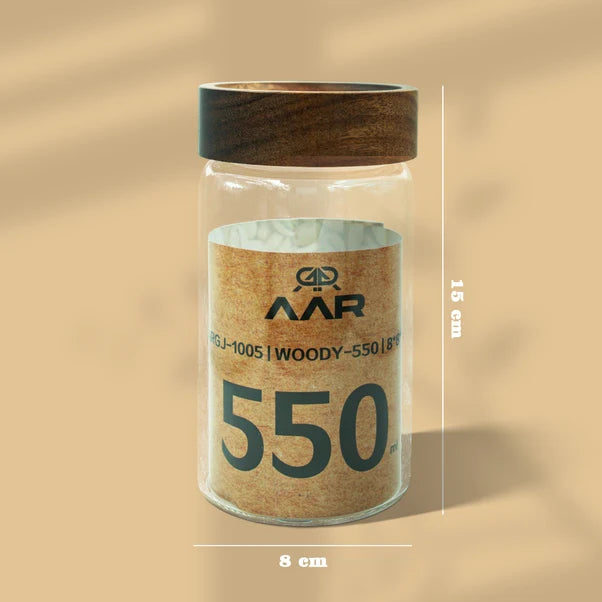 AAR Woody 550ml Glass Storage Jar