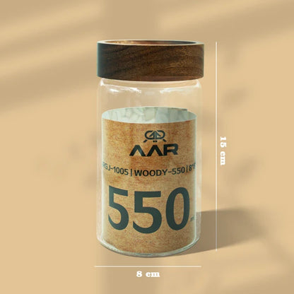 AAR Woody 550ml Glass Storage Jar