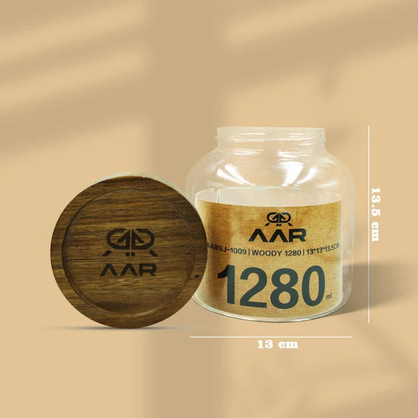 AAR Woody 1280ml Glass Storage Jar