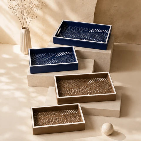 AAR Luxury Laser Cut Rectangle Tray Set of 2