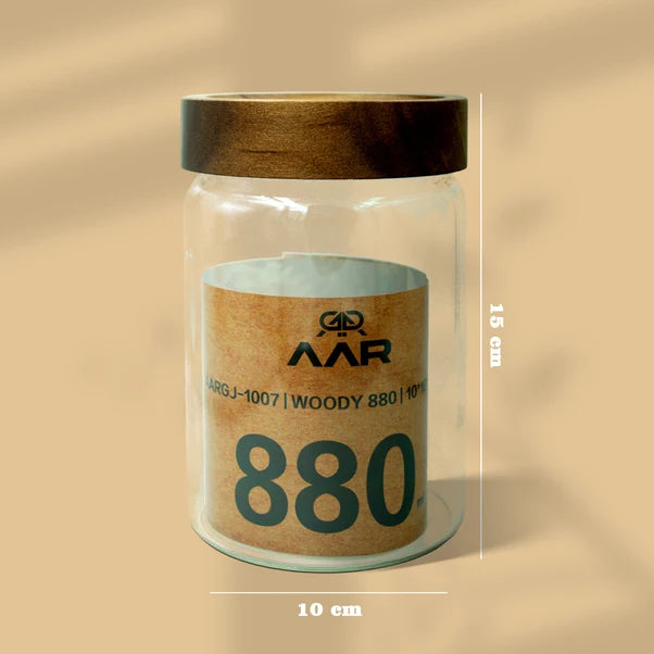 AAR Woody 880ml Glass Storage Jar