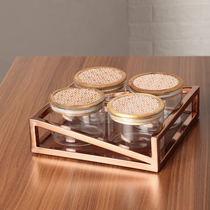 AAR Metalica Square Dry Fruit Set - 4 Jar