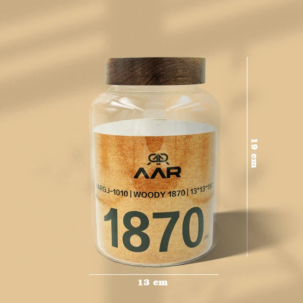 AAR Woody 1870ml Glass Storage Jar
