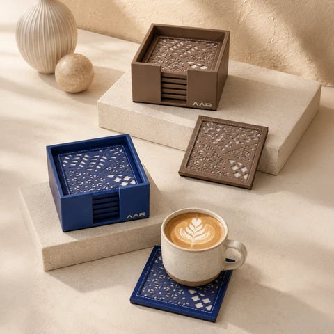 AAR Luxury Laser Cut Square Coaster Set of 6