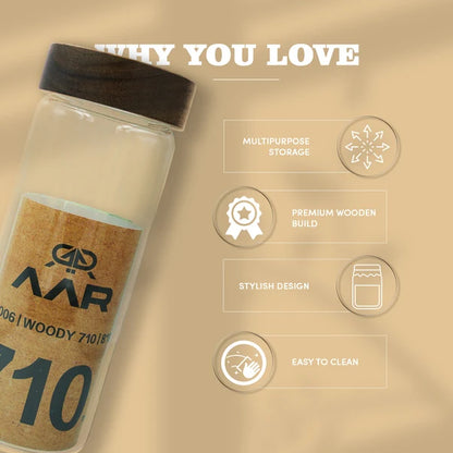 AAR Woody 710ml Glass Storage Jar