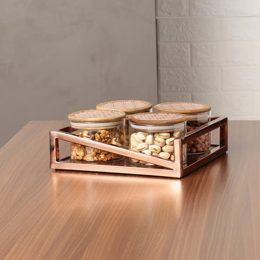 AAR Metalica Square Dry Fruit Set - 4 Jar