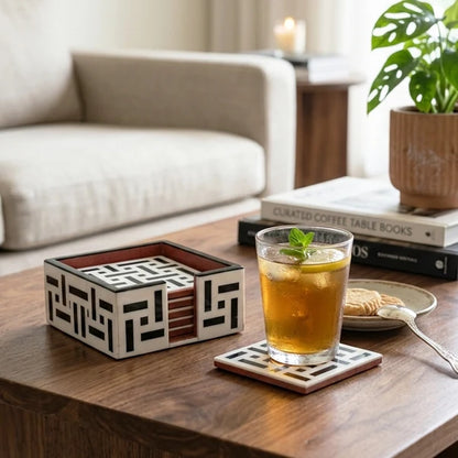AAR Inlay Resin Square Coaster Set of 6