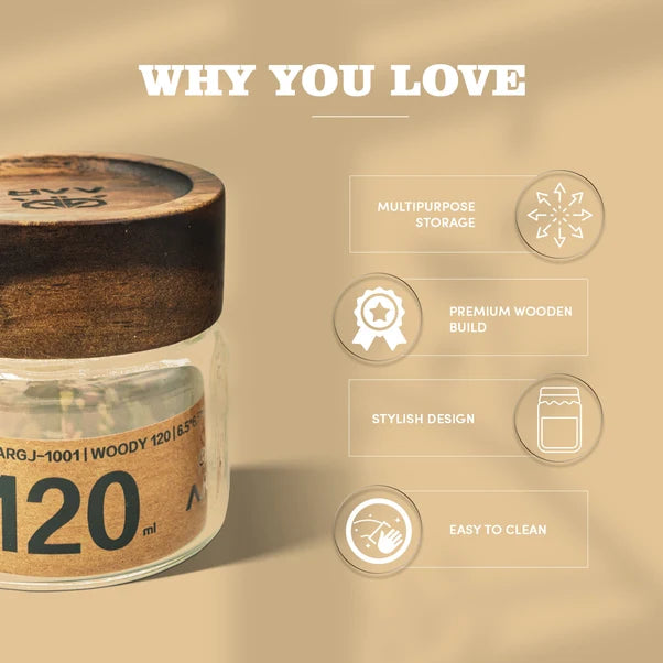 AAR Woody 120ml Glass Storage Jar