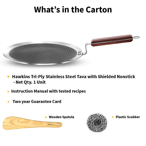 Hawkins Tri-Ply Stainless Steel (With Shielded Nonstick) Paratha Tava